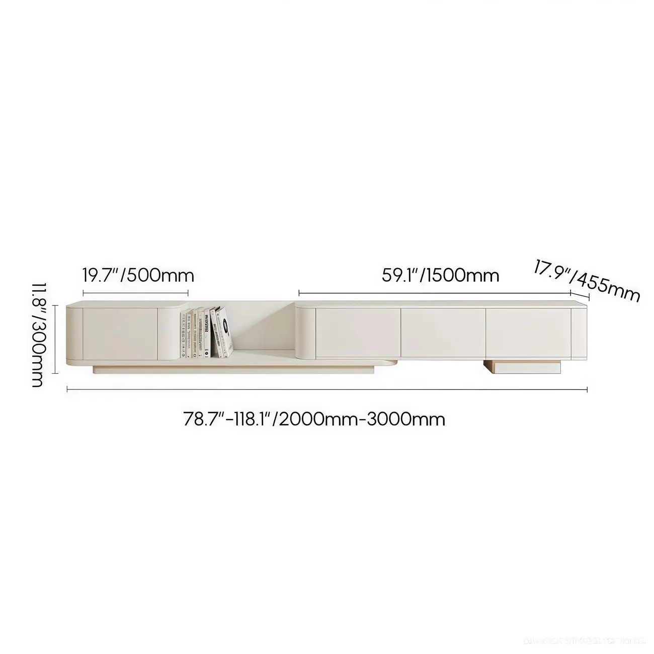 Extendable Modern Wooden White TV cabinet with Drawers