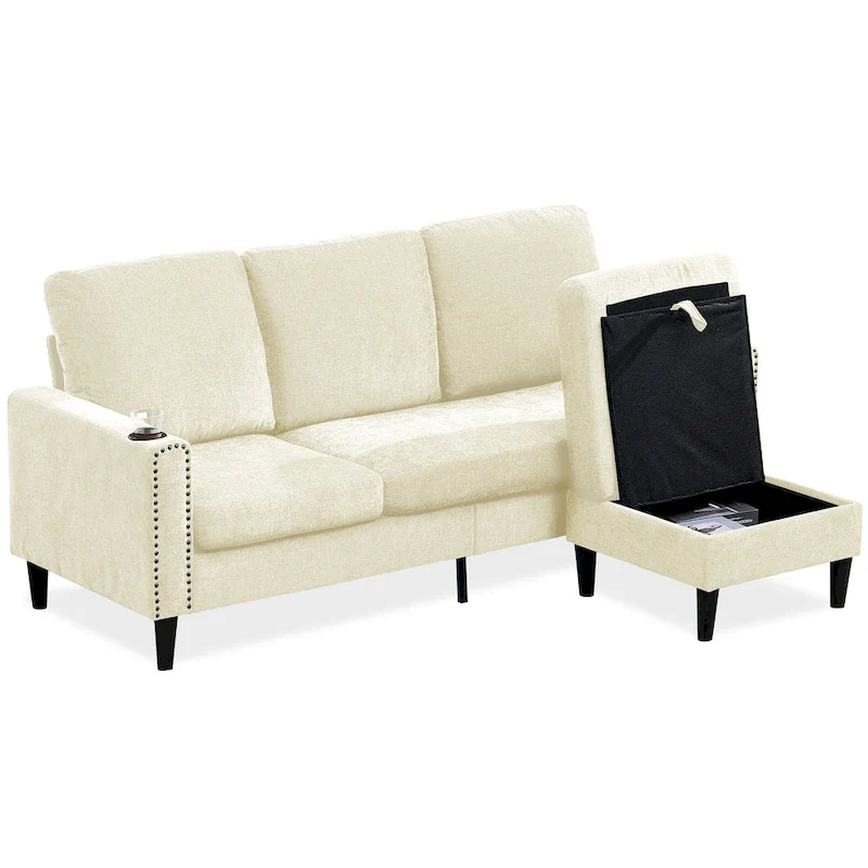 Modern Design Chenille 3 Seat L-Shape Sectional Sofa