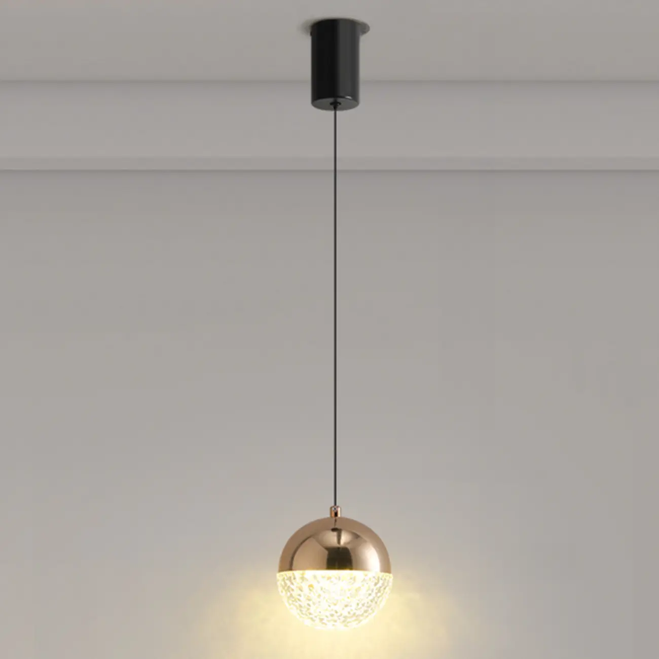 Modern Rose Gold Clear Globe Liftable Pendant Light