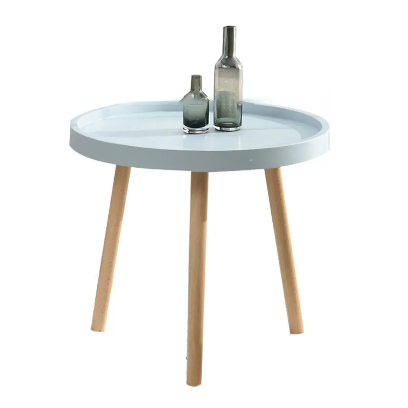 Modern Round Waterproof Coffee Table with Wood Three Leg