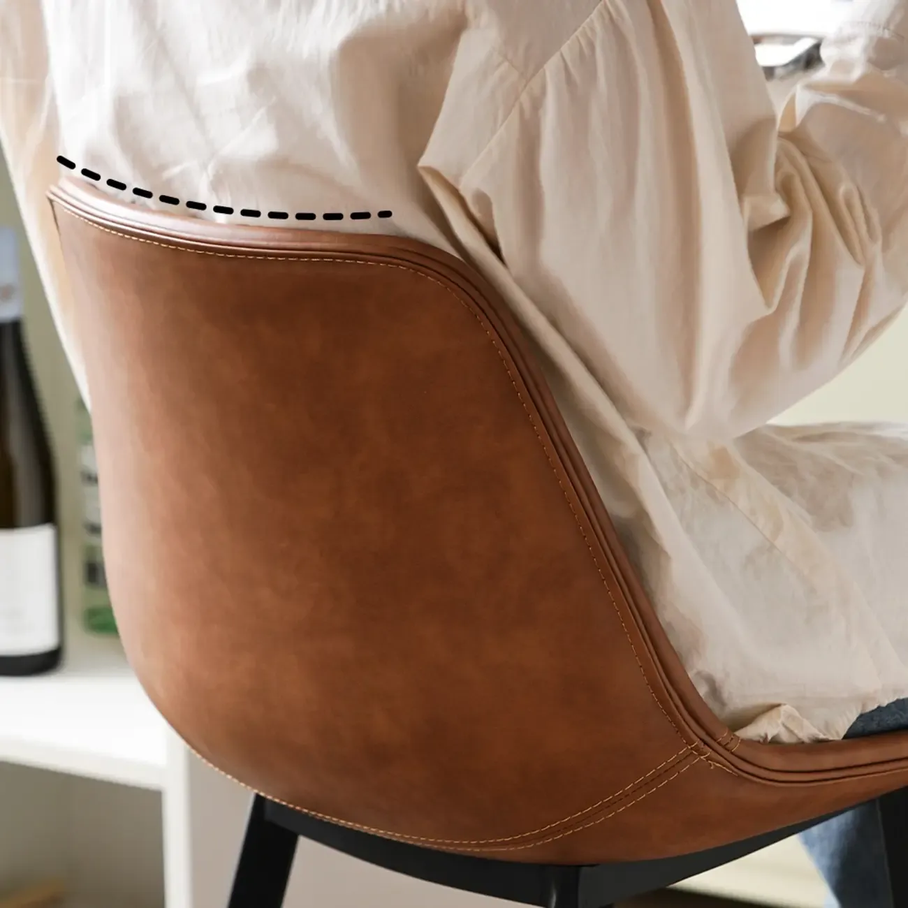 Mid-Century Modern Quilted Upholstered Leather Bar Stool