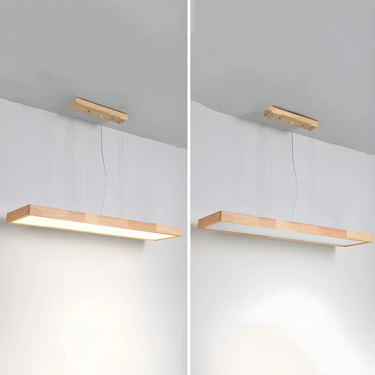 Natural Wood Dimming LED Rectangular Pendant Light