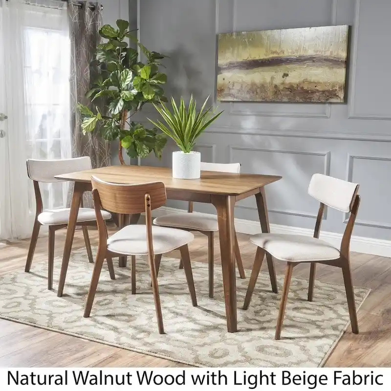 Megann Mid-Century 5-piece Wood Rectangle Dining Set by Christopher Knight Home