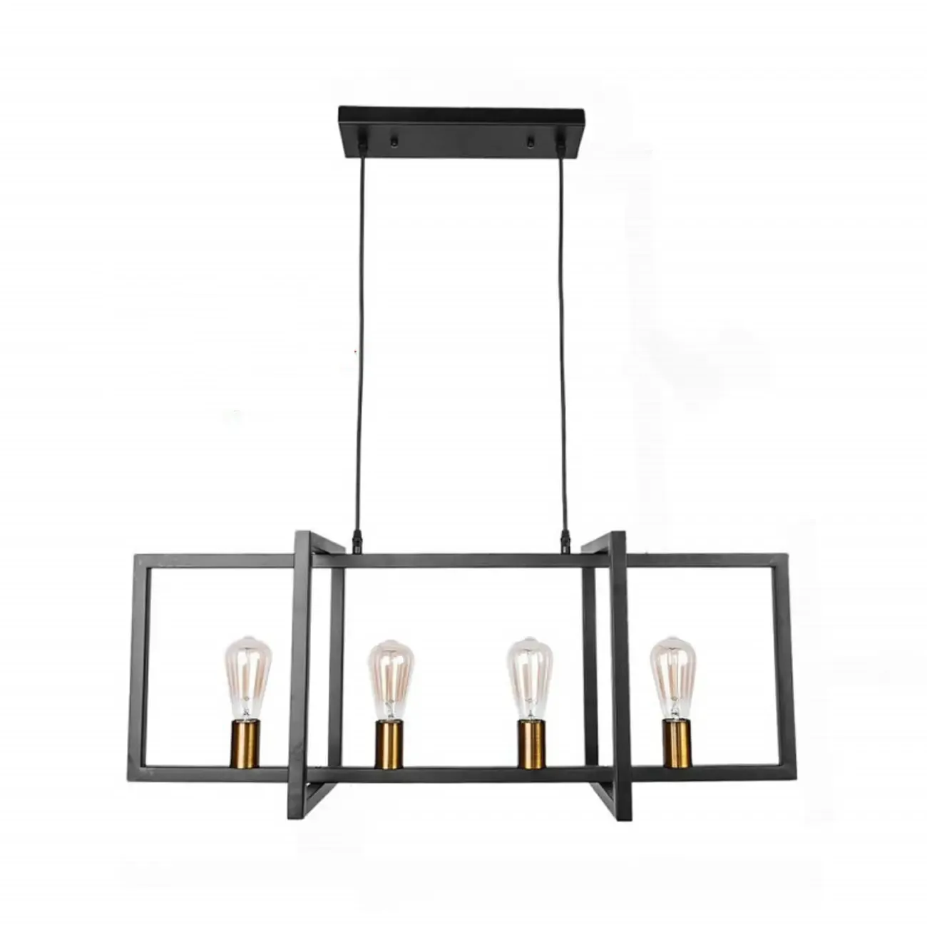 Industrial Black Metal Rectangle Kitchen Island Light