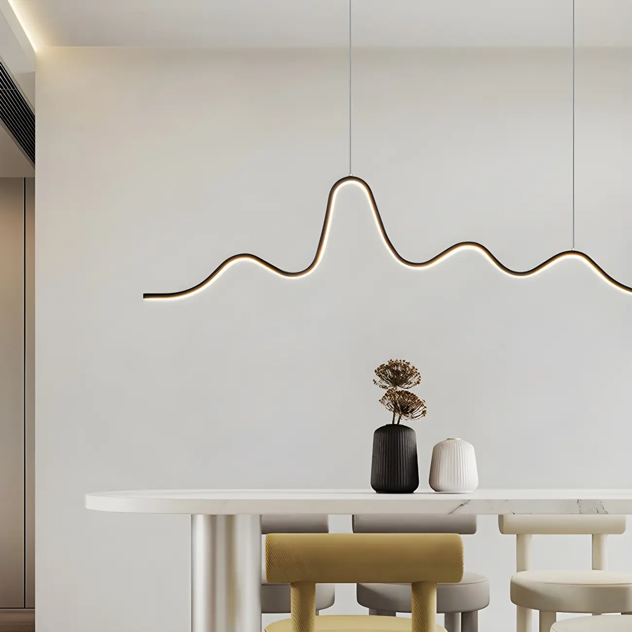 Artistic Black Linear Adjustable Island Pendant Light