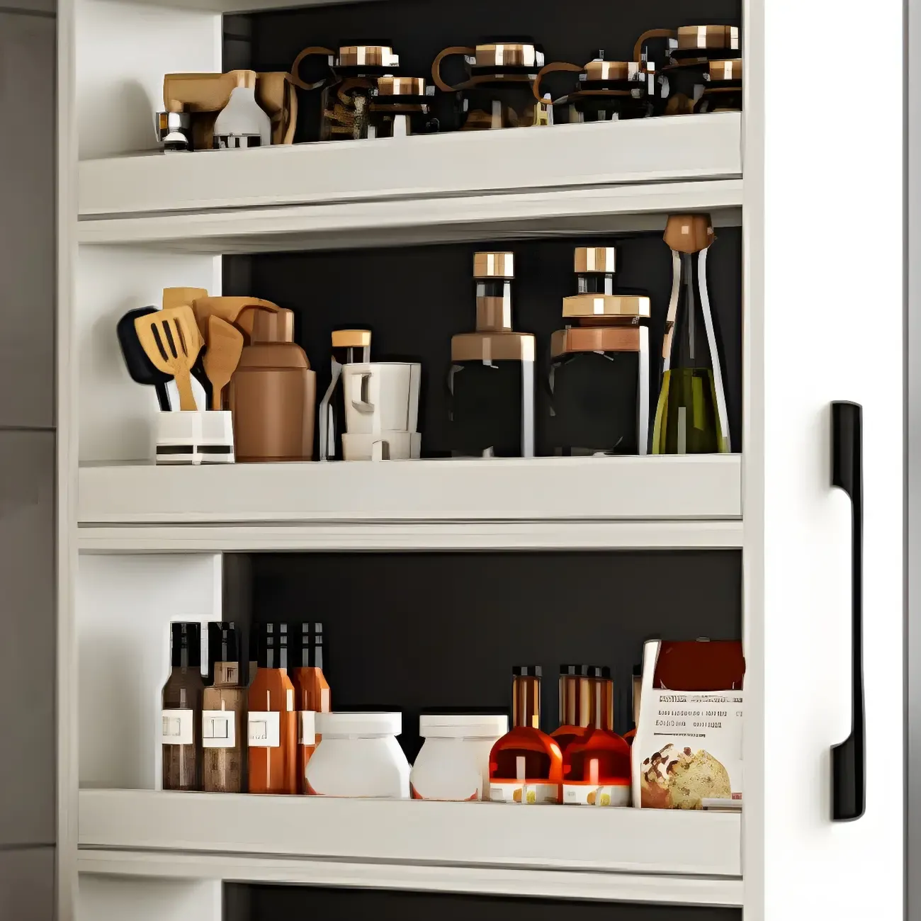 Modern Wooden Buffet Table with Open Shelves and Caster