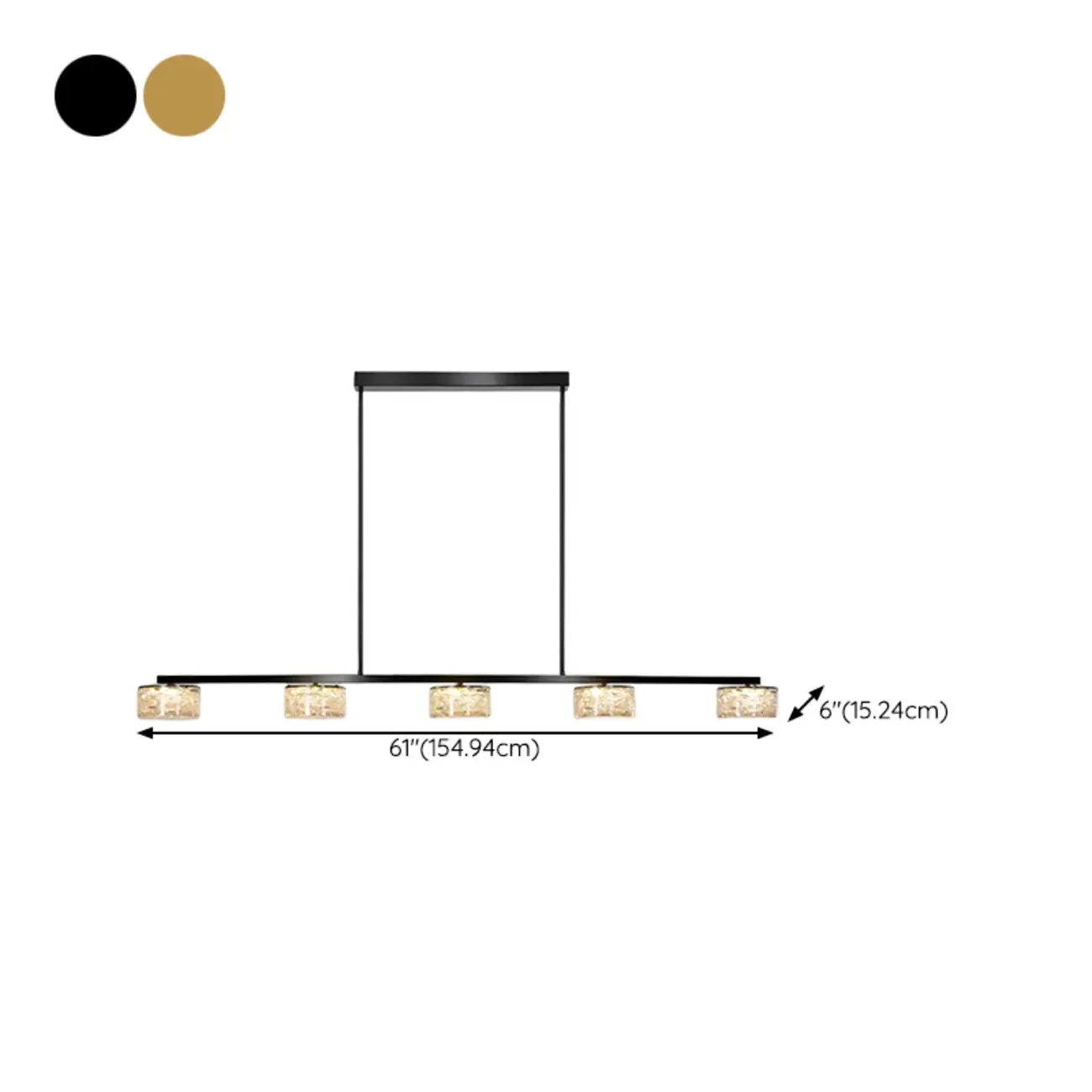 Gold Metal Island Lighting with Remote Control Stepless Dimming