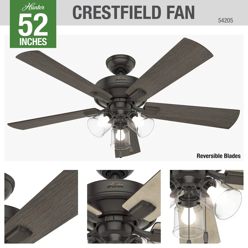 Crestfield 3 Light Ceiling Fan - 049694542069 - 26 Inches