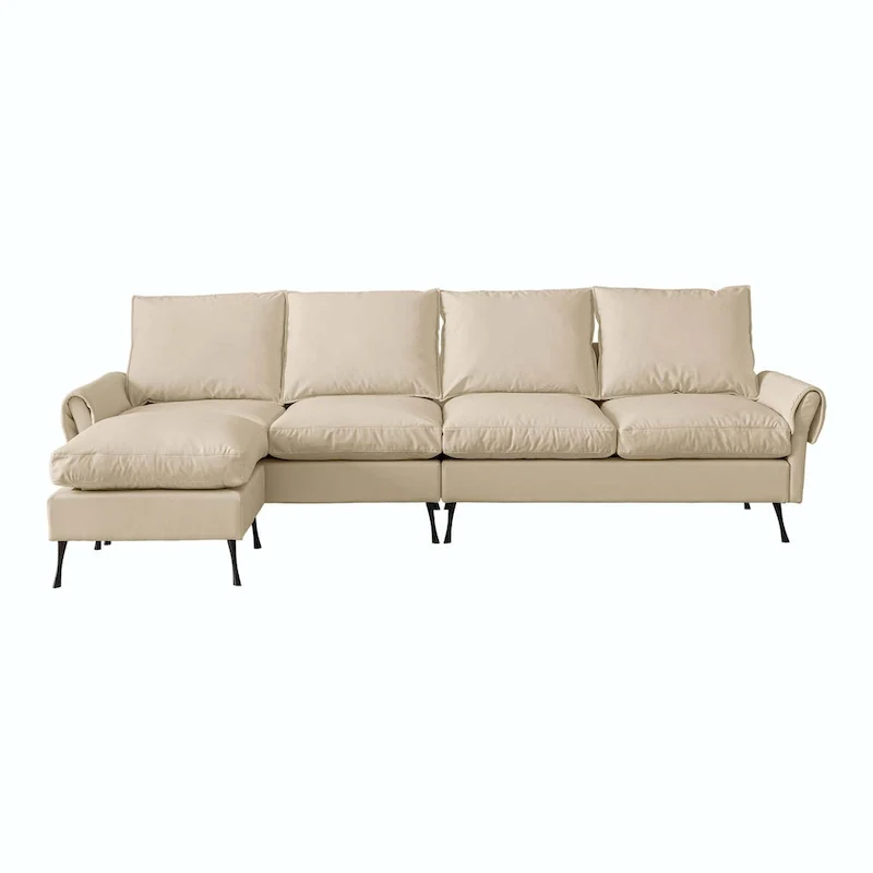 104.5Modern Technical leather L-Shaped Sofa with Ottoman