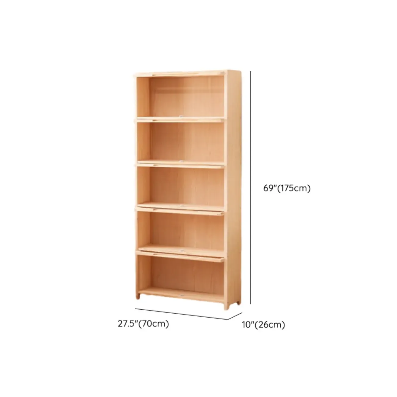 Solid Wood 5-Tier Display Open Shelving Unit Bookcase