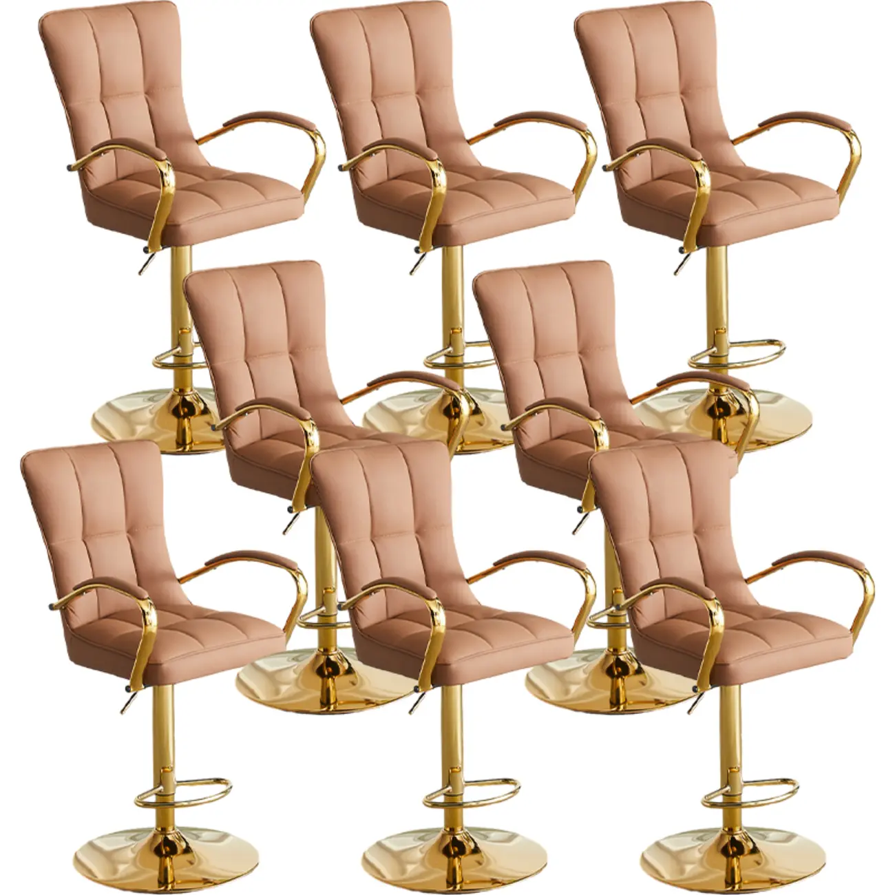 Glam Leather Adjustable Bar Stools with High Back