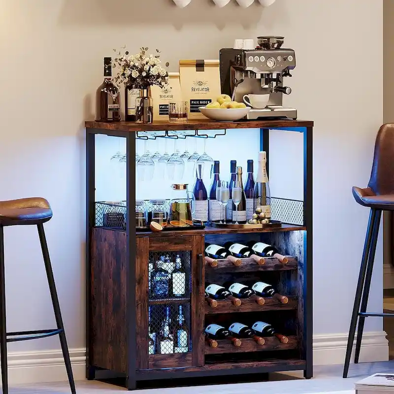 IDEALHOUSE Wine Bar Rack Cabinet with Light