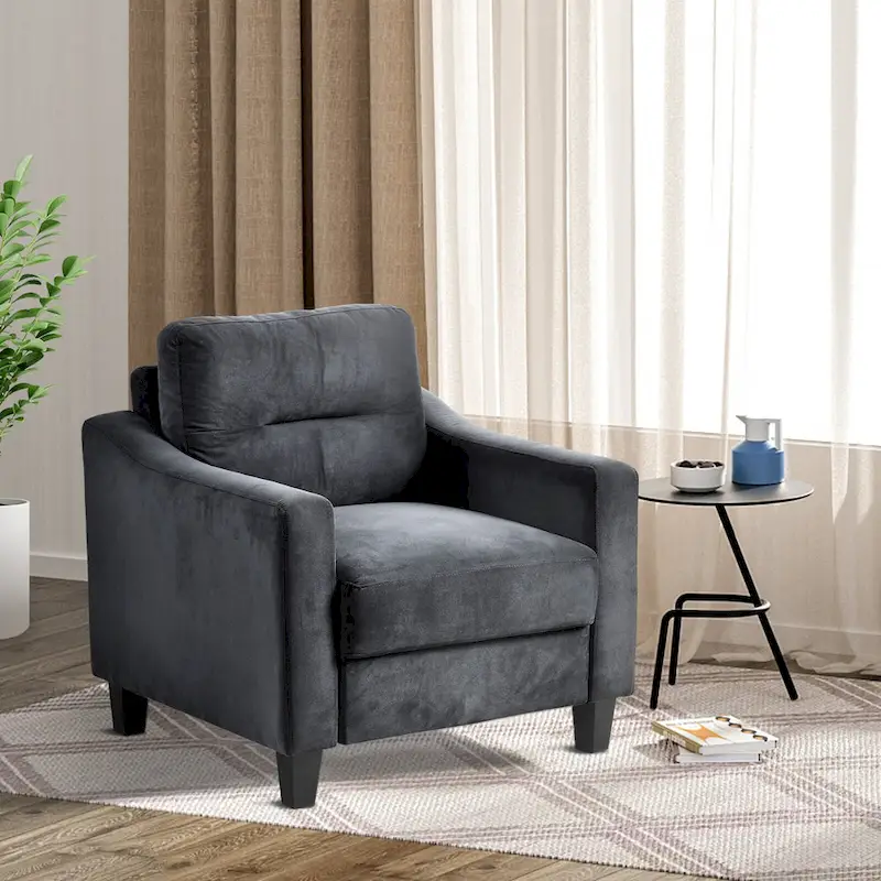 Black Modern 32.2 Upholstered Accent Chair with Sturdy Hardwood Frame and Soft Cushion