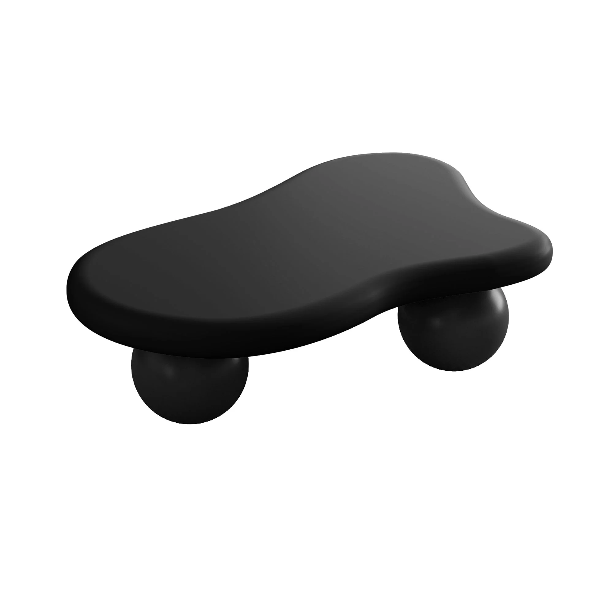 40 Inch Cloud Shaped Coffee Table with 3 Ball Legs for Living Room, Black