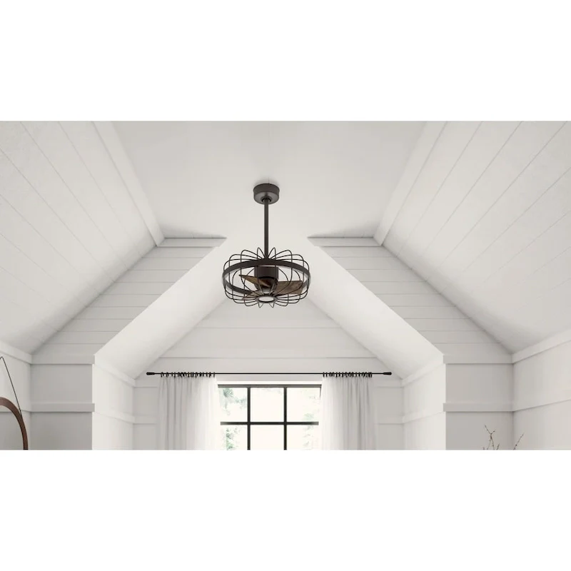Hunter Roswell Ceiling Fan with Wall Control - Caged, 6-Speed - Farmhouse, Industrial, Transitional