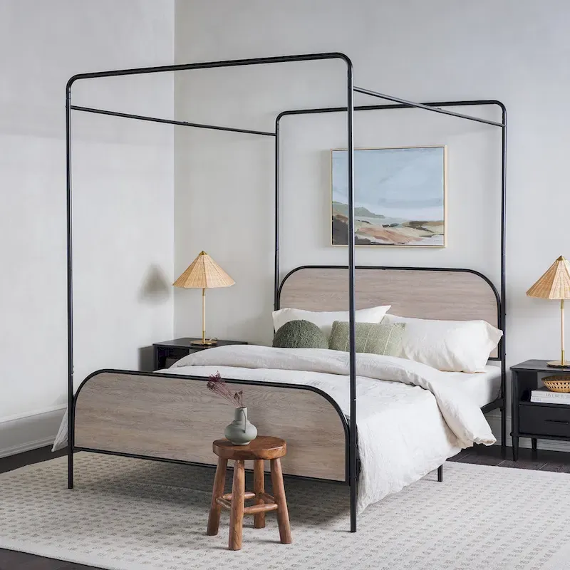 Middlebrook Designs Modern Curved Metal Queen Canopy Bed