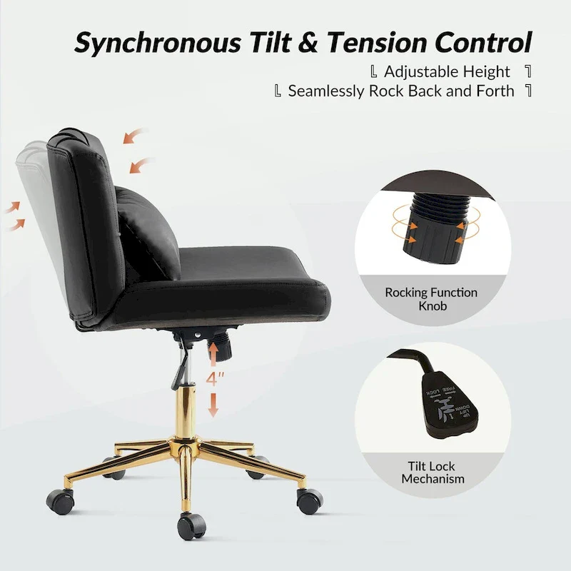 Charlie Modern Button-Tufted Swivel Tilting Office Chair with Pillow by HULALA HOME