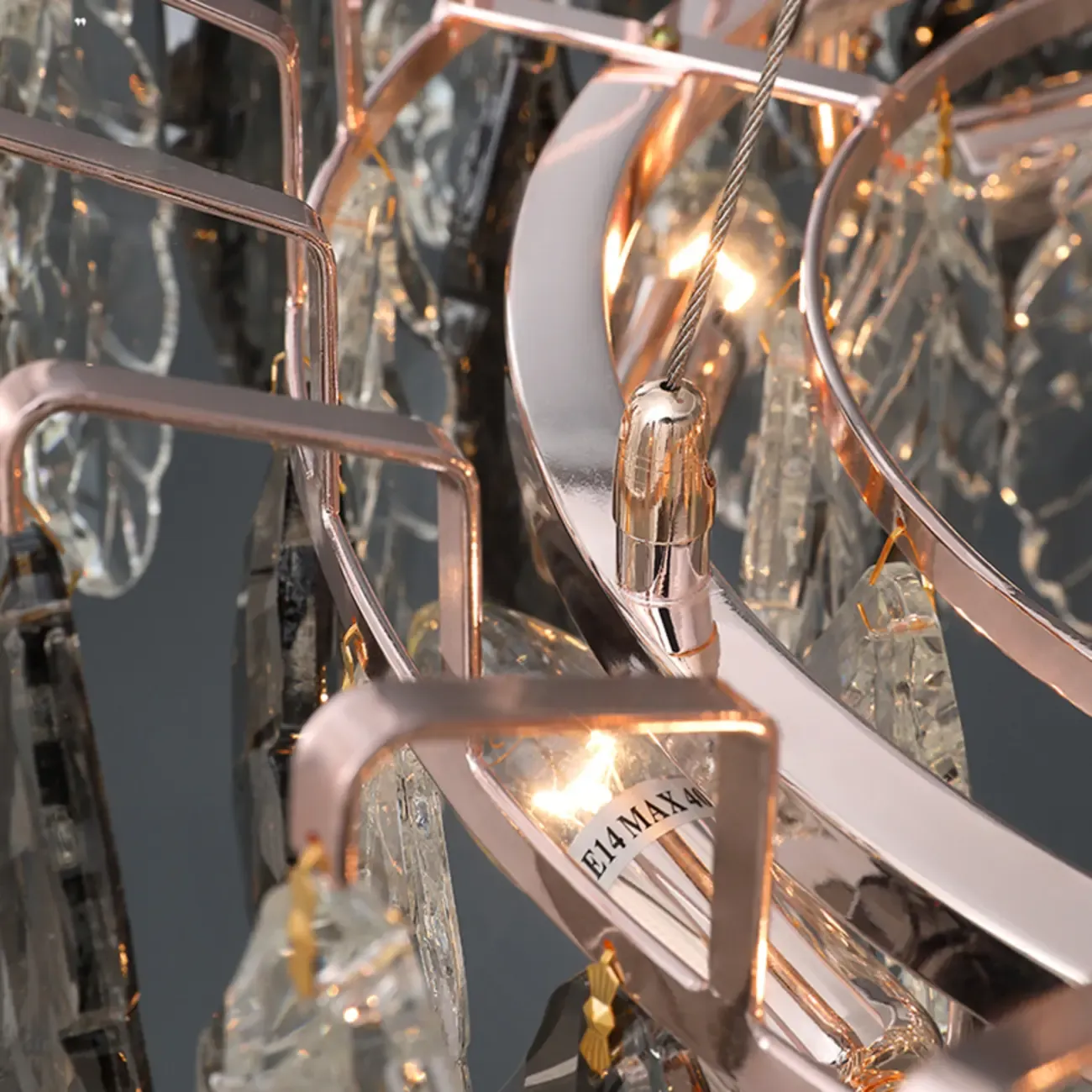 Exquisite Round Multi-light Crystal Leaf Chandelier