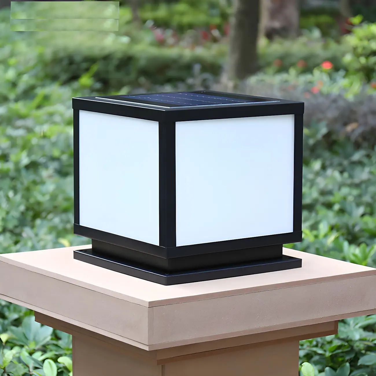Minimalist Black Square Solar Outdoor Post Lights