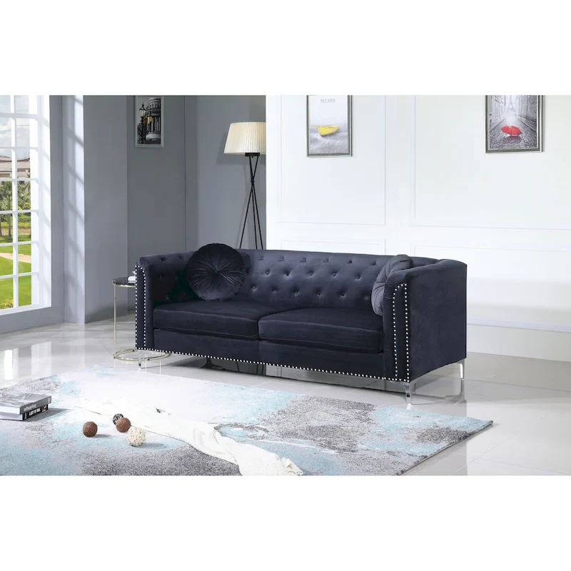 Pompano Velvet Button Tufted Sofa