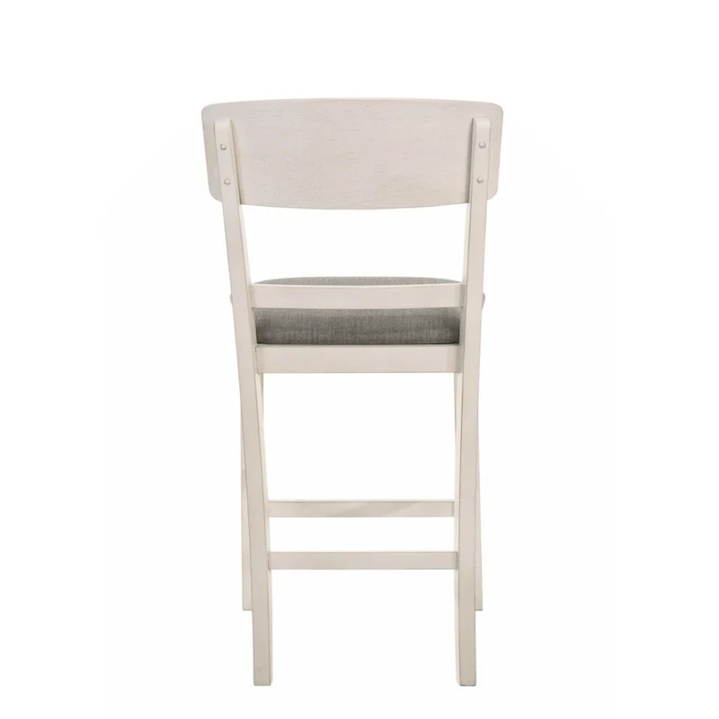 2pc Transitional Upholstered Counter Height Dining Chair Bar Stools Brown Finish Wooden Furniture