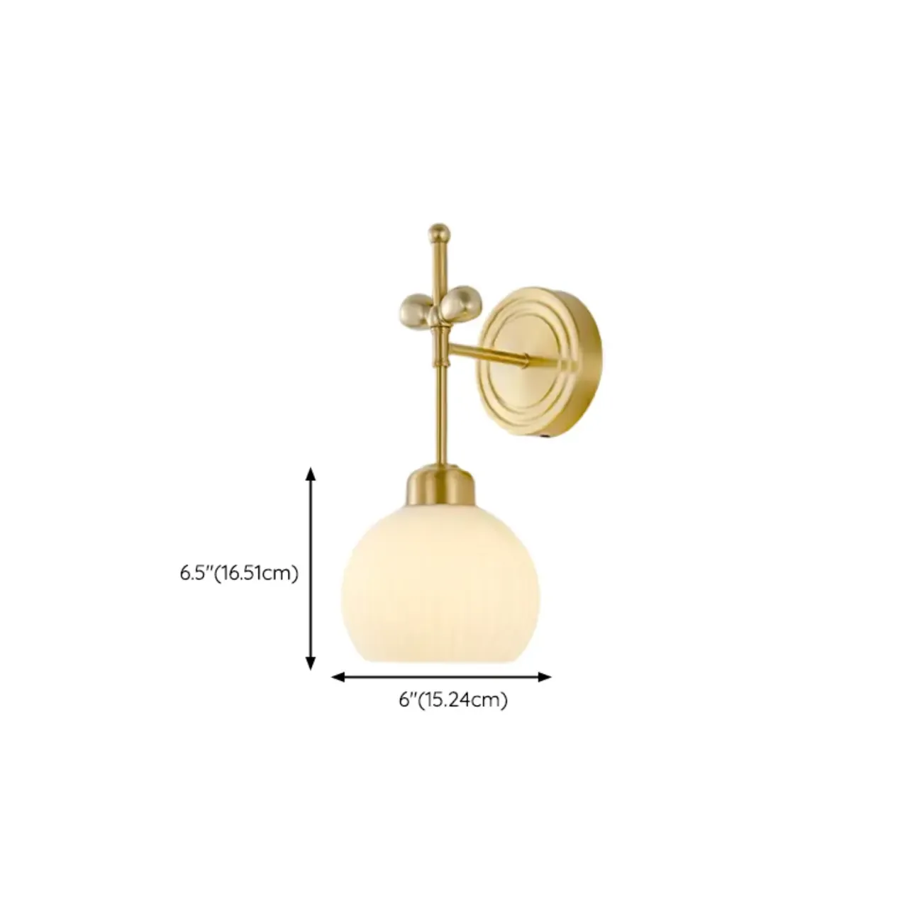 Modern White Bowl Glass Single Golden Wall Lamp