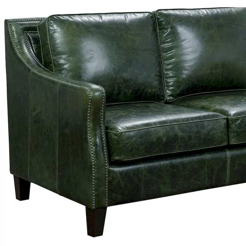 Essex Distressed Green Top Grain Leather Sofa and Loveseat Set