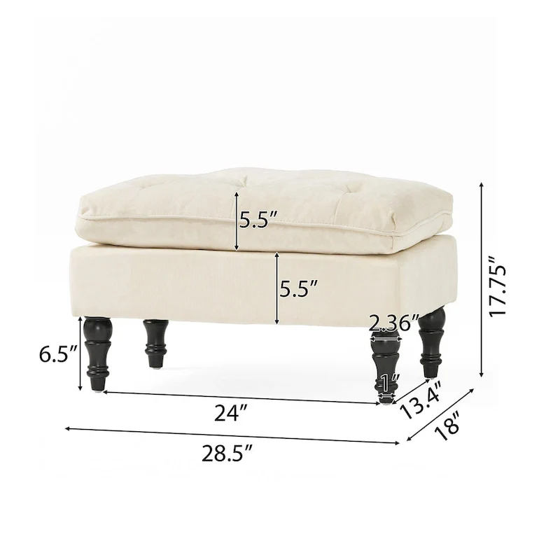 Jeremy Modern Tufted Fabric Pillow Top Ottoman by Christopher Knight Home