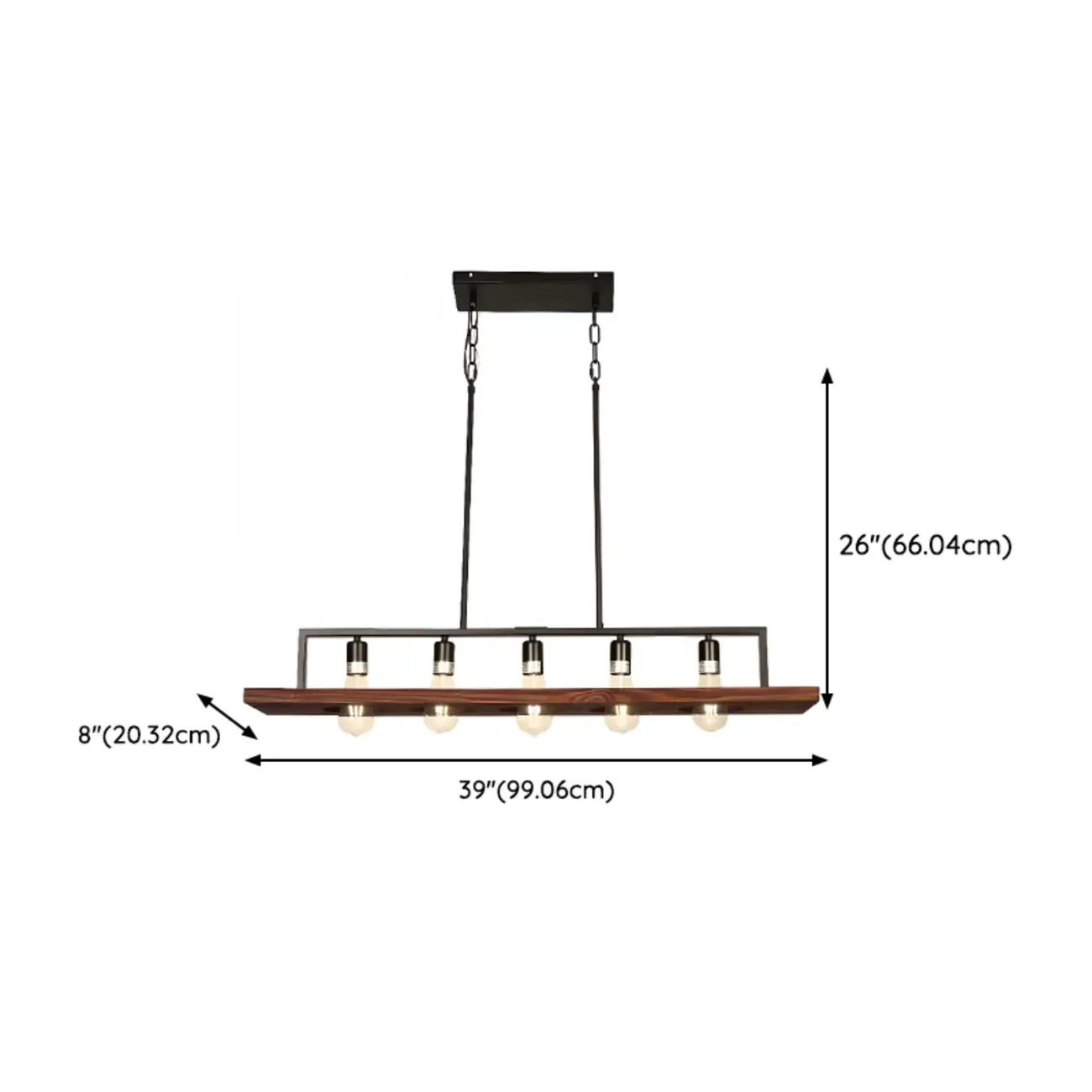 Industrial 5-Light Glass Black Pendant Light Kitchen Island