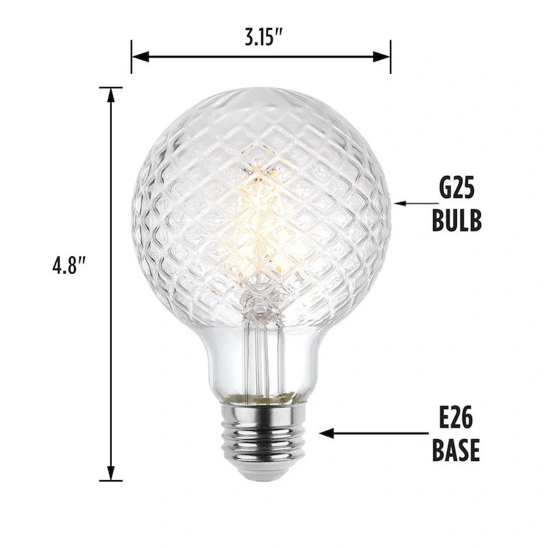 Westinghouse Lighting 5.5-Watt (40-Watt Equivalent) Clear Cut Glass G25 Dimmable Filament LED Light Bulb, Medium Base, 6 Pack