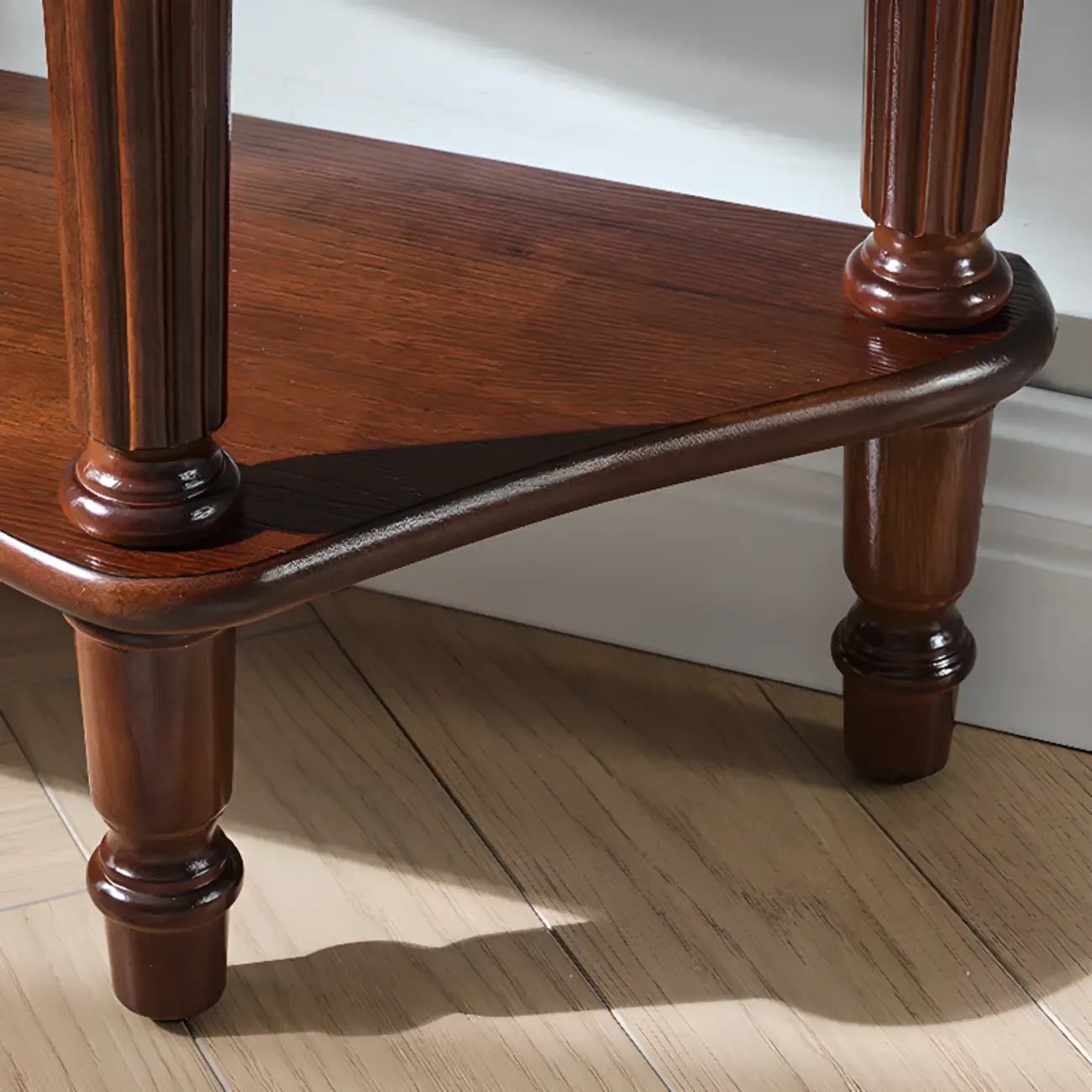 Elegant Brown Half Round Wood Console Table with Drawers