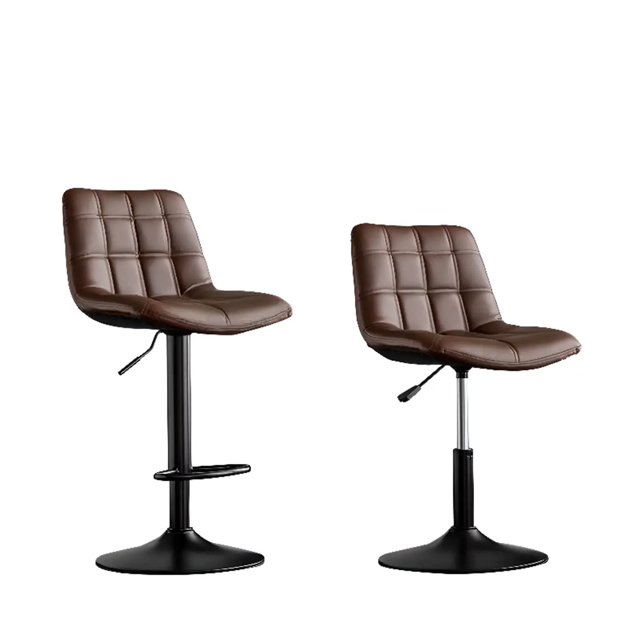 Glam Faux Leather Swivel Adjustable Bar Stools