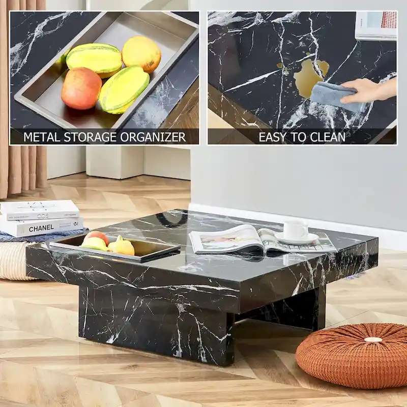 Coffee Table,Imitation Marble Pattern,Made Of Mdf Material,The Fusion Of Elegance And Natural Fashion