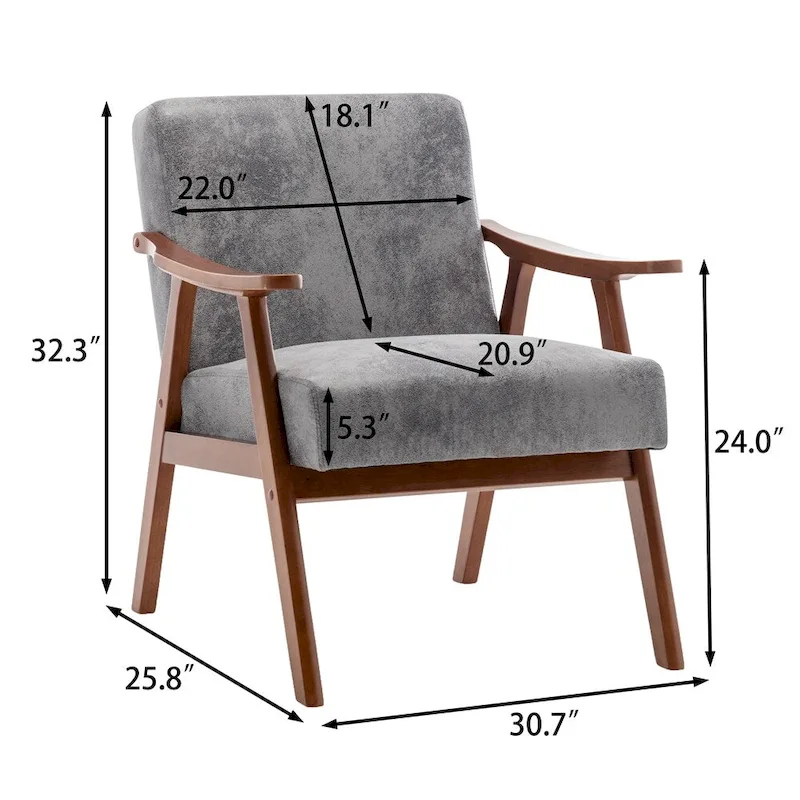Mid-Century Modern Chair,Living Room Chair with Solid Wood Frame