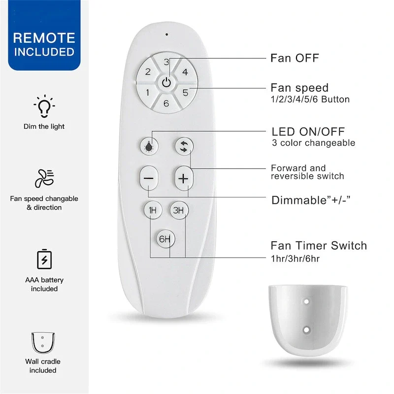 66 Integrated LED Ceiling Fan Lighting with Remote - N/A