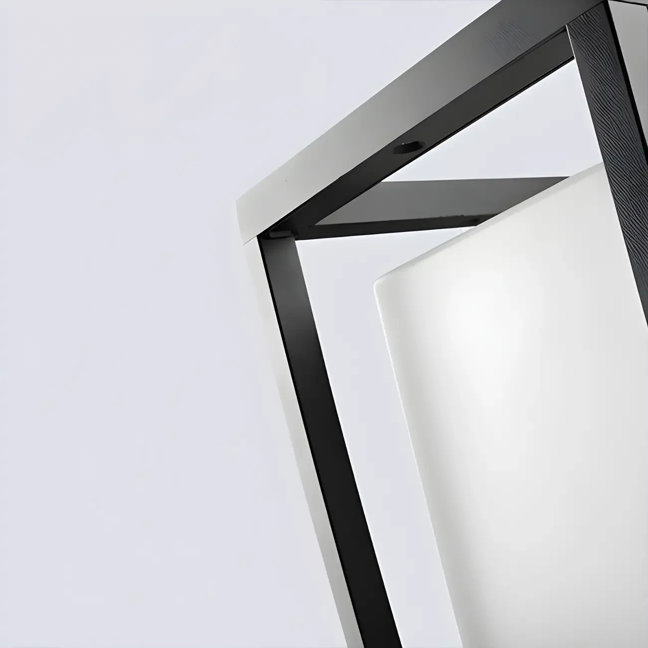 Black Metal Open Bracket White Shade Post Cap Light