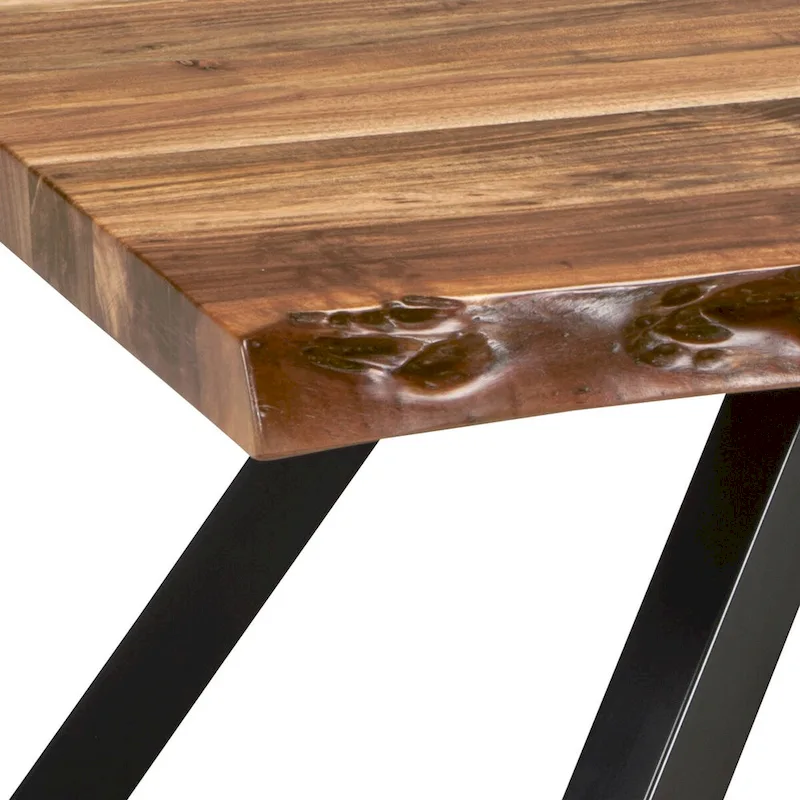 Isla 54 Inch Coffee Table, Acacia Wood Surface, Live Edge, Rich Brown
