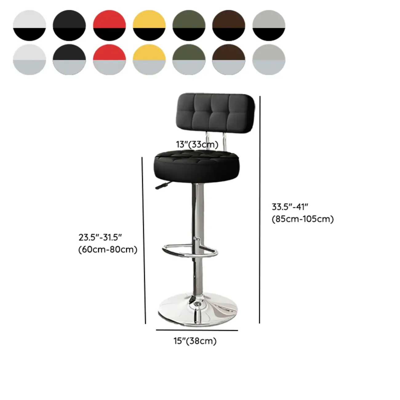 Leather Upholstered Adjustable Swivel Bar Stools