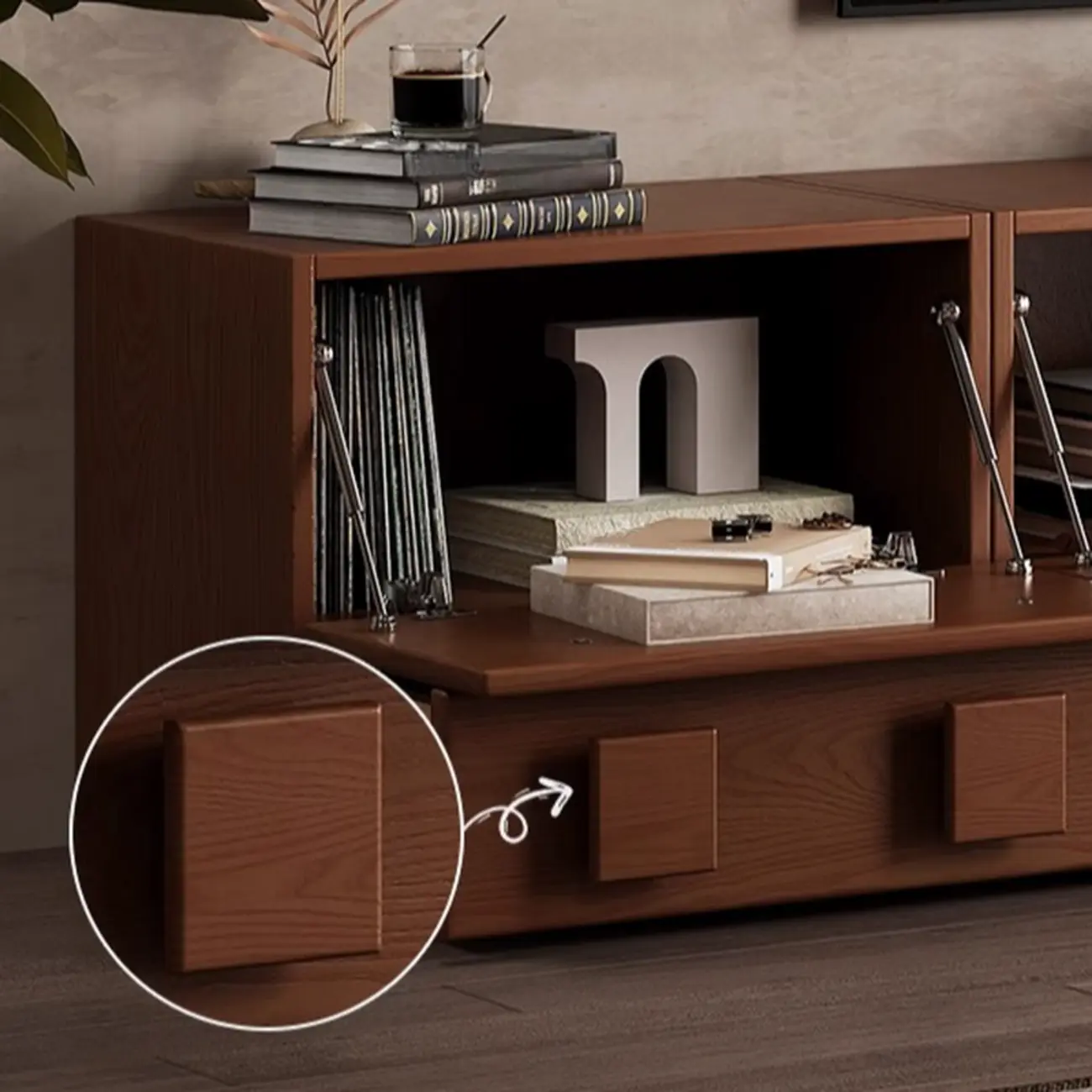 Living Room Brown 2-Tier Rectangular Wooden TV Stand