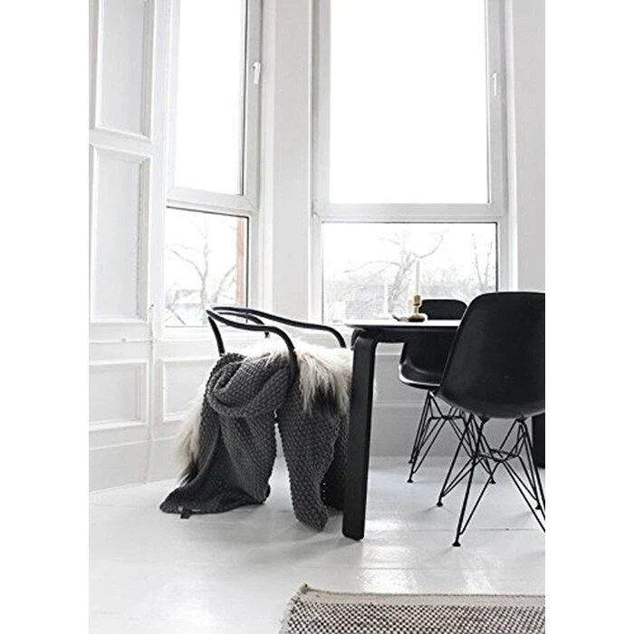 Modern Plastic Accent Designer Side Dining Matte Chair With Dark Black Wire Chrome Legs Base