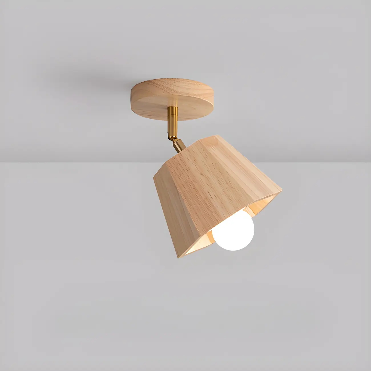 4-Light Adjustable Natural Rubber Wood Semi Flush Track Light