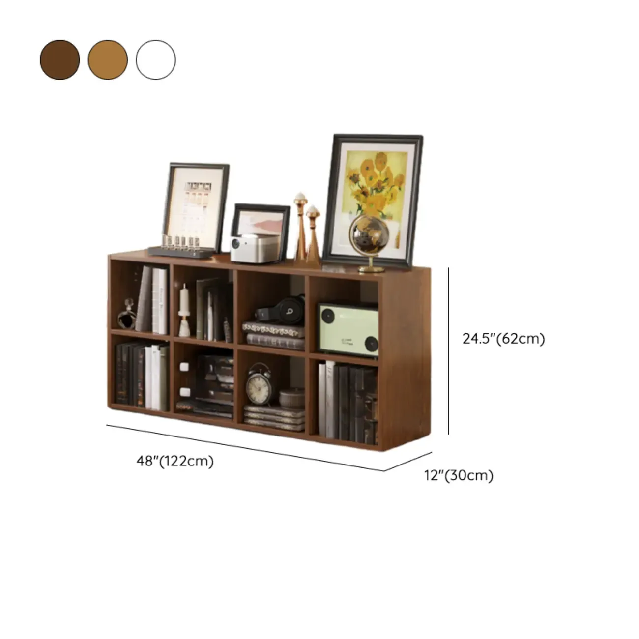 Classic Brown Cherry Wood Open Back Cube Bookcase