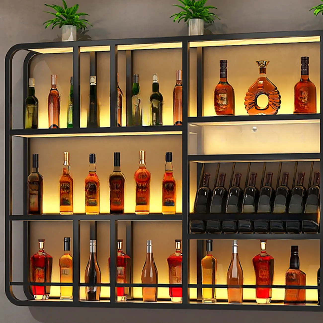 Glam Gold Wall-Mounted Open Wine Bottle Rack