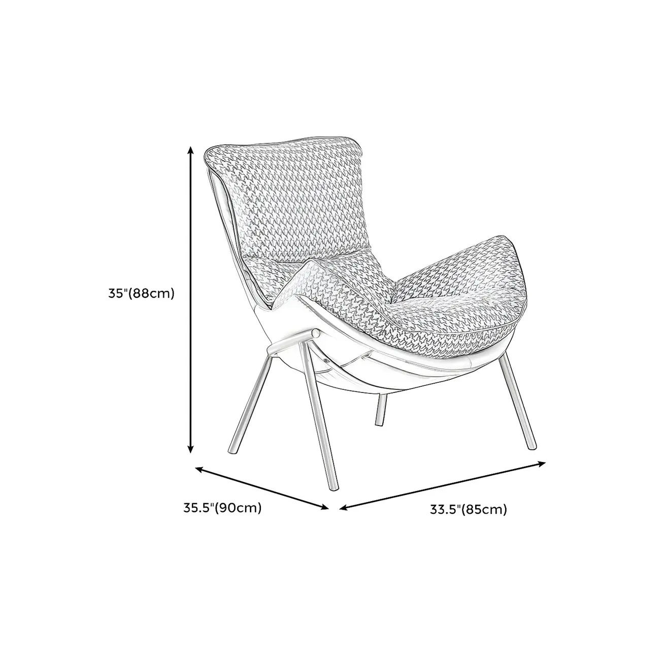 Modern Fabric Lounge Chair in Green with Cushioned Seat