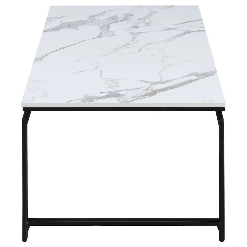 Clark 3-piece Faux Marble Top Coffee Table Set White Faux Marble