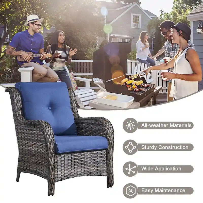 Propane Fire Pit Table Patio Chair Ottoman Sets - Grey