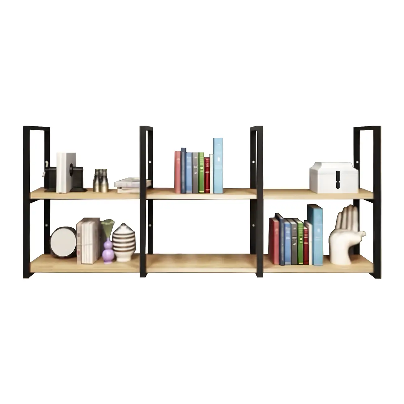 Industrial Wall-Mounted 3-Tier Wood Display Shelf
