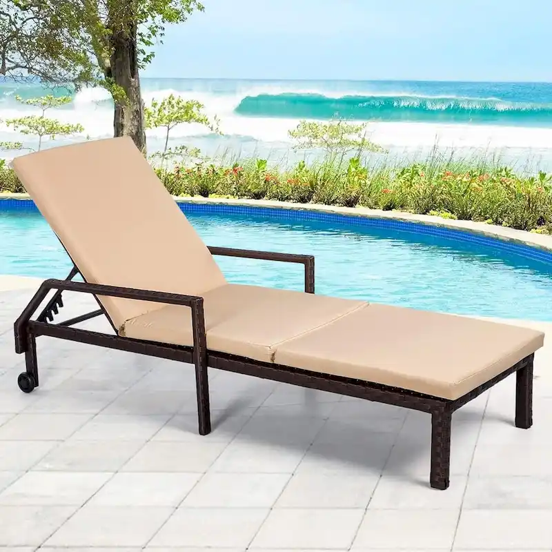 AECOJOY Patio Lounge Chair, Adjustable Poolside Chaise Lounge