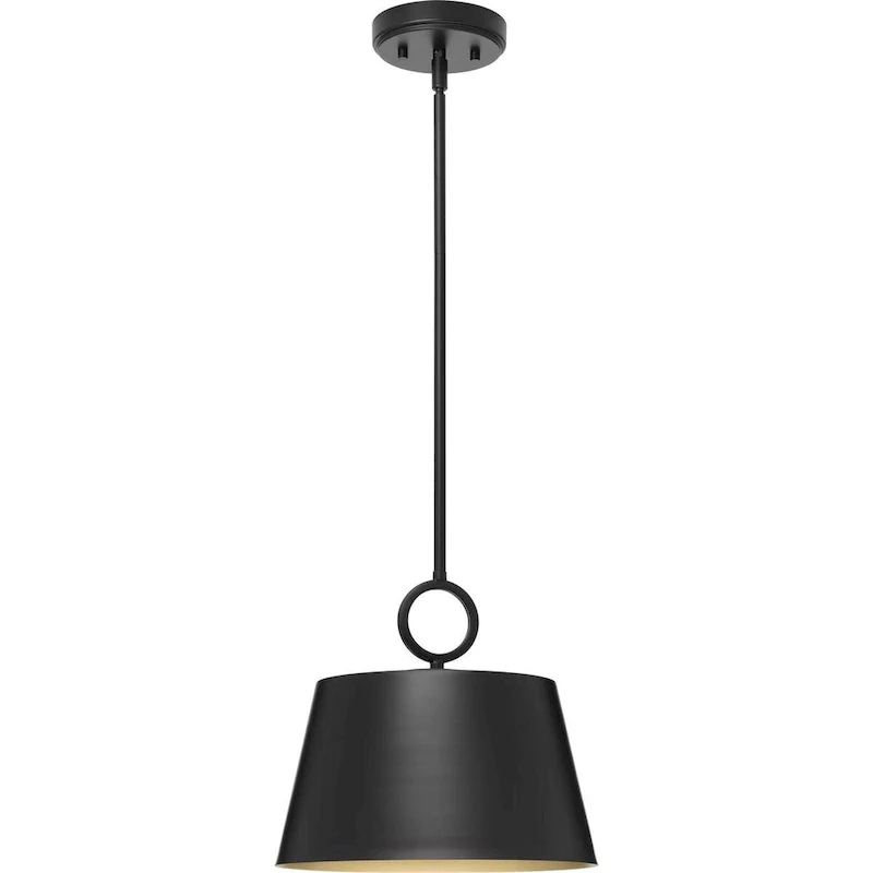 Parkhurst Collection One-Light New Traditional Matte Black Metal Glass Pendant Light - 12.37 in x 12.37 in x 11.87 in
