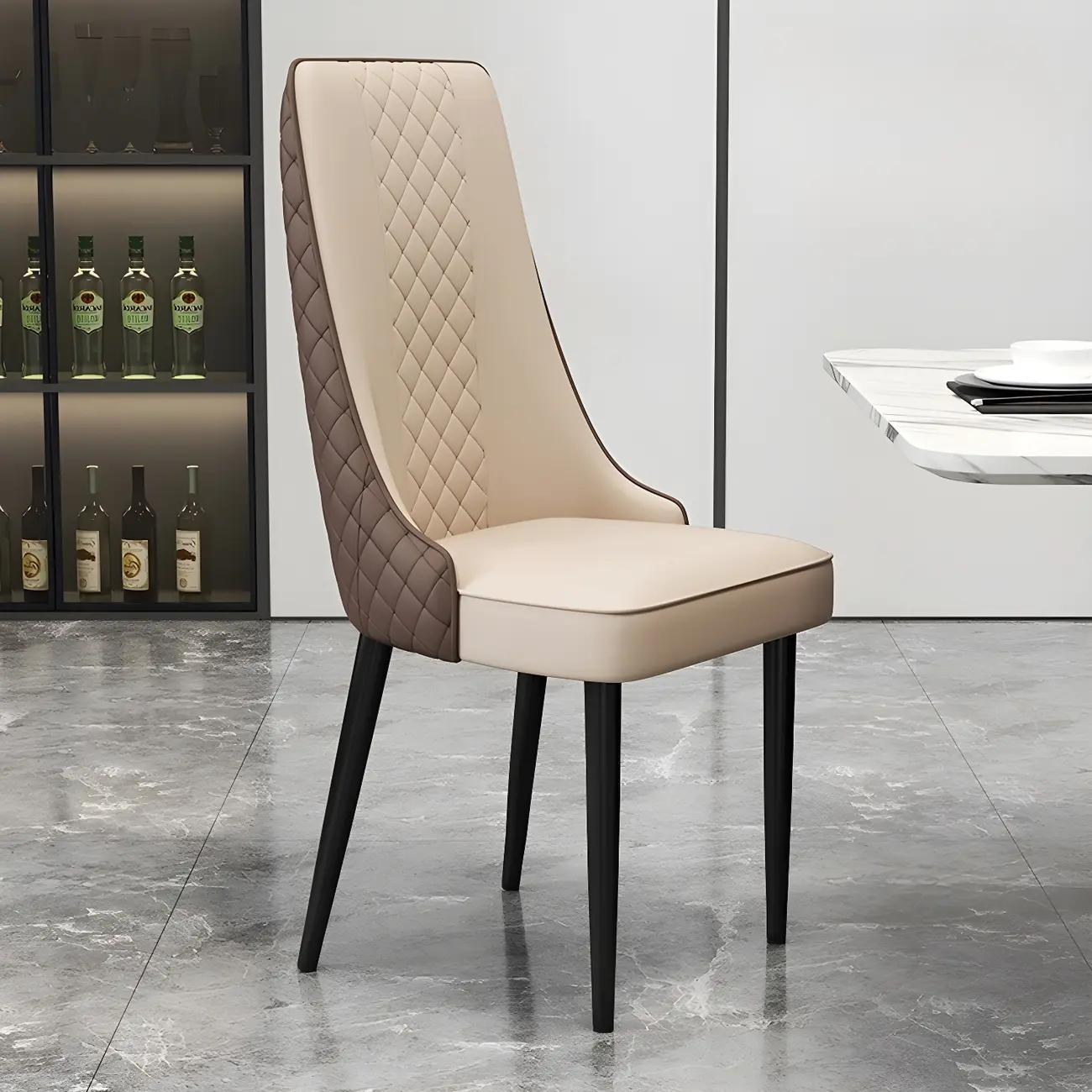 Modern Leather Full Back Upholstered Dining Chair